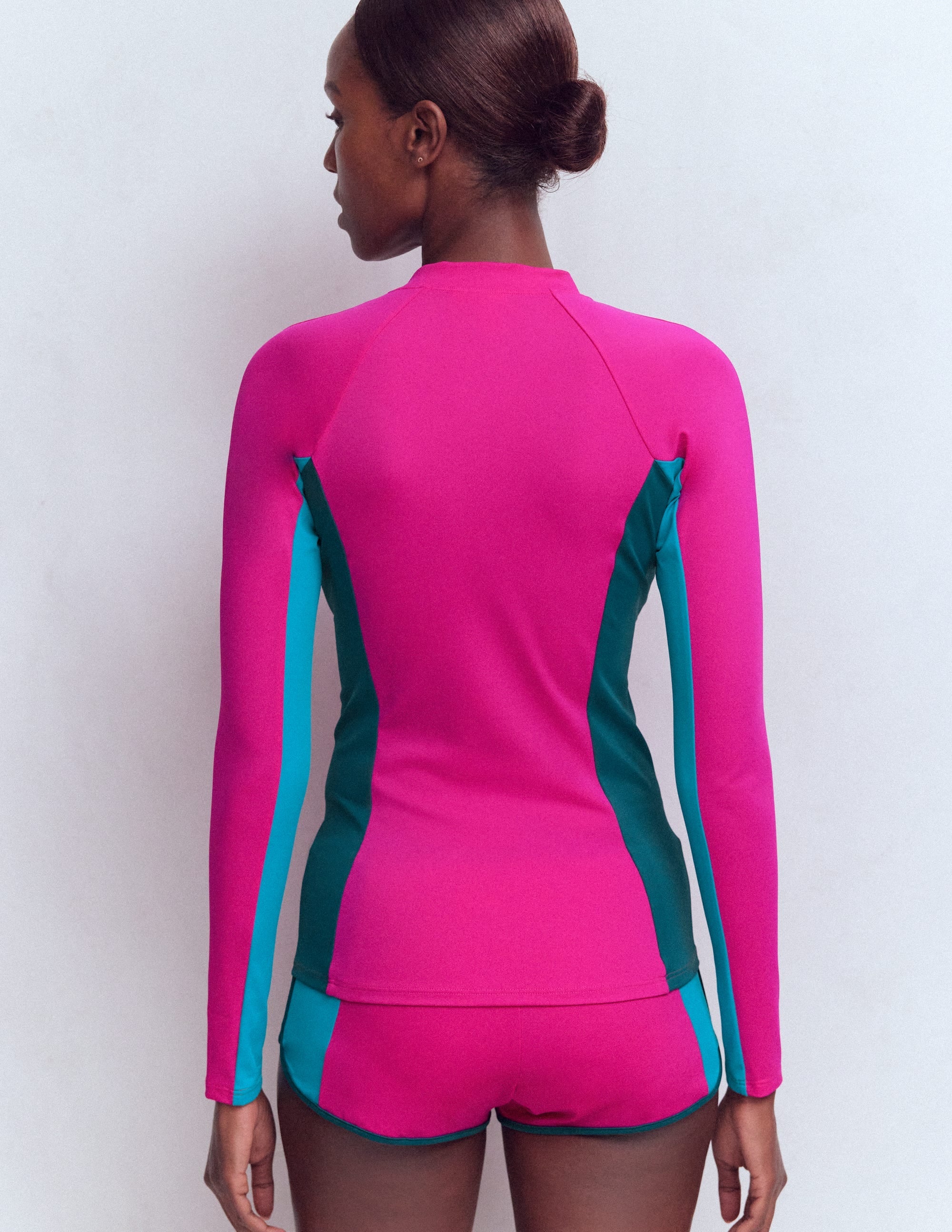 Sun Safe Raglan Guard Top-Pink Colourblock