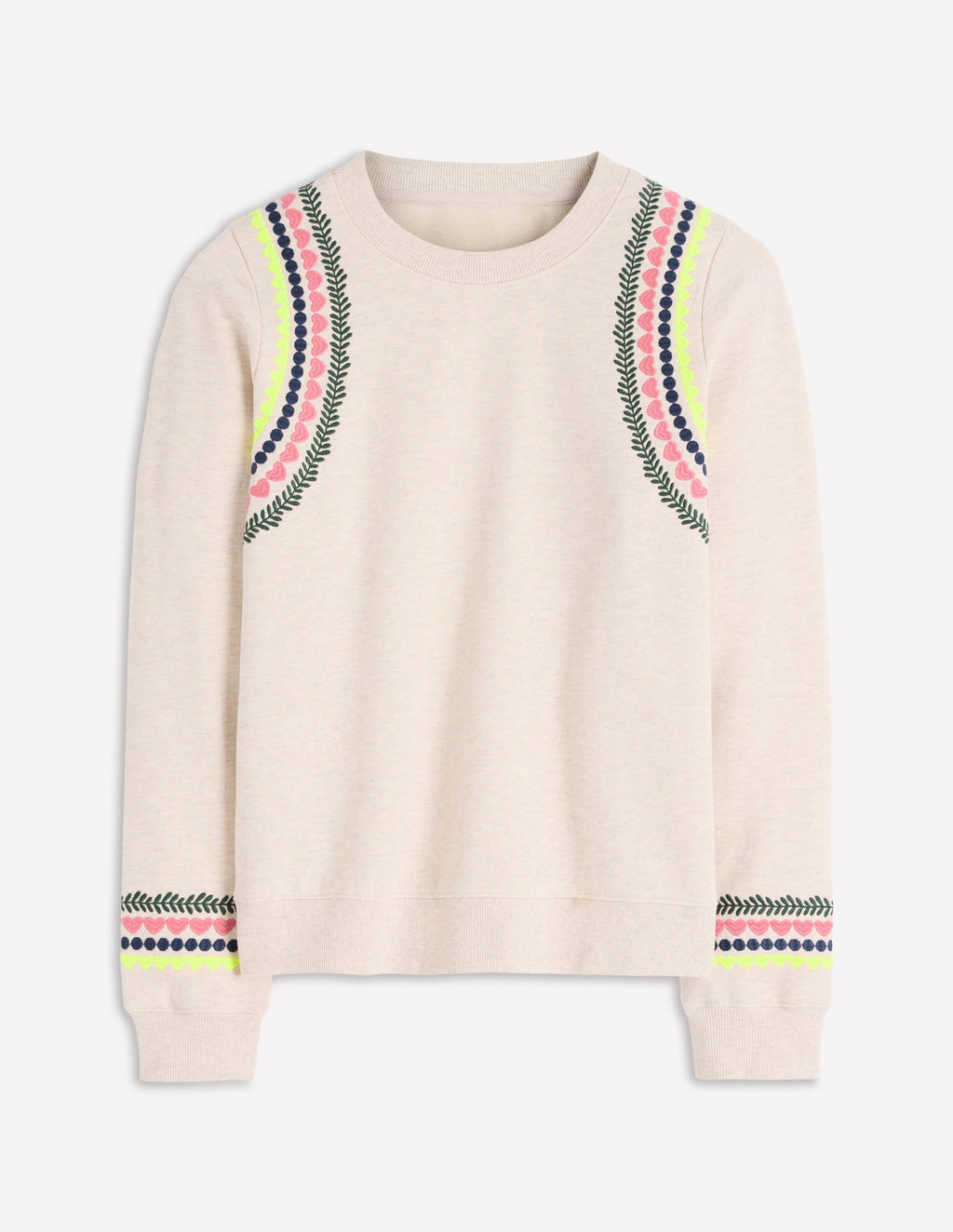 Hannah Embroidered Sweatshirt-Oatmeal Melange Embroidery