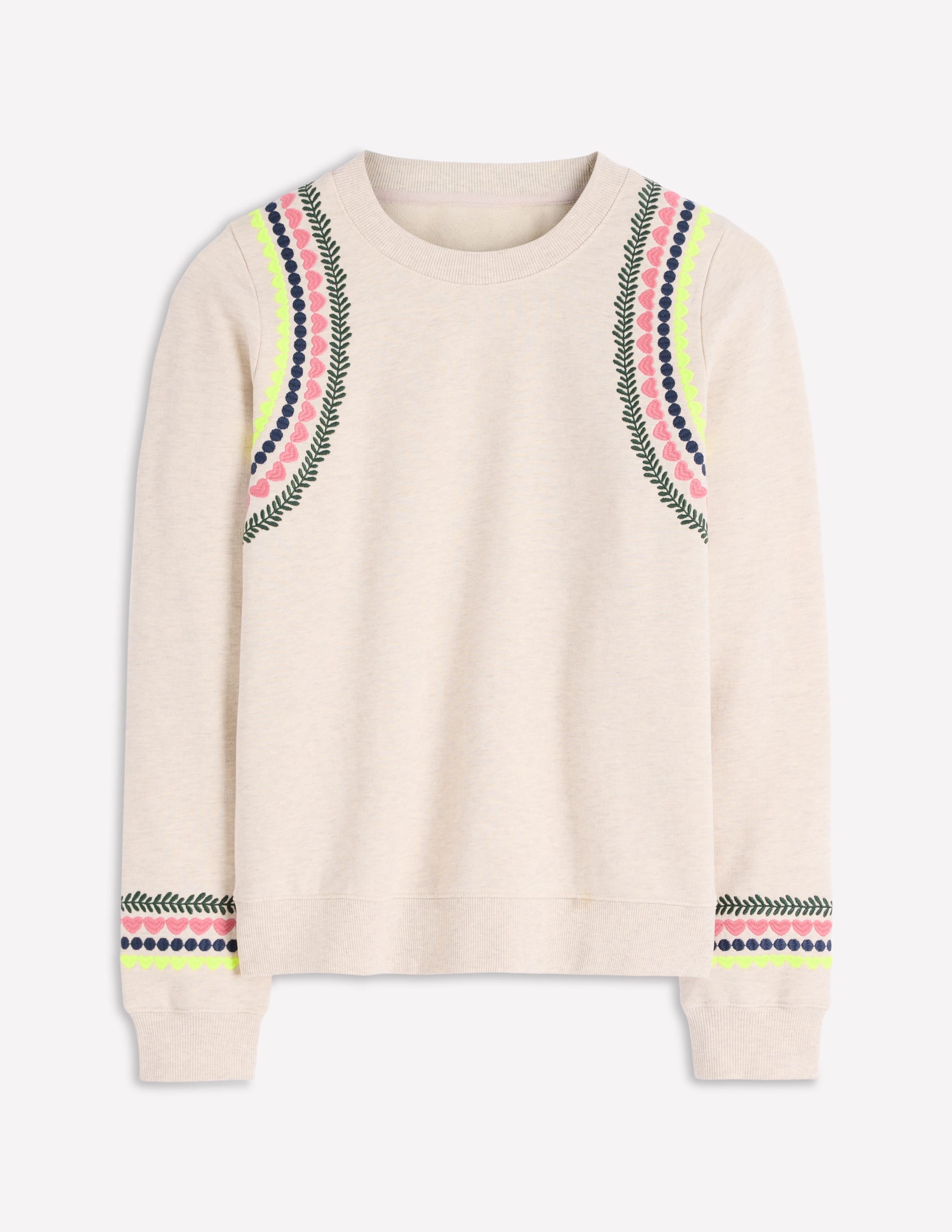 Hannah Embroidered Sweatshirt-Oatmeal Melange Embroidery
