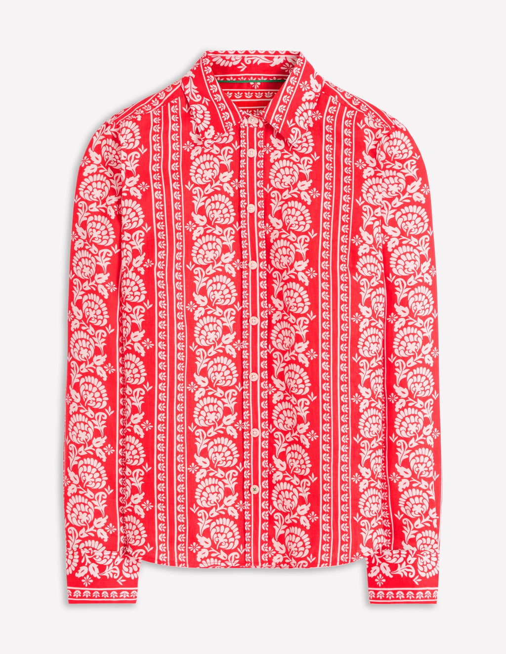 Sienna Linen Shirt-Red, Ornate Floret
