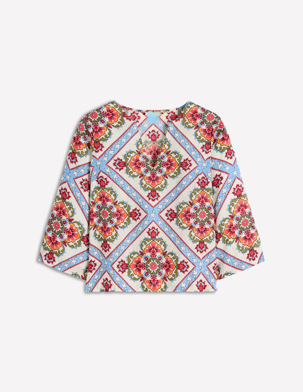 Cleo Linen Top-Floral Tile Placement