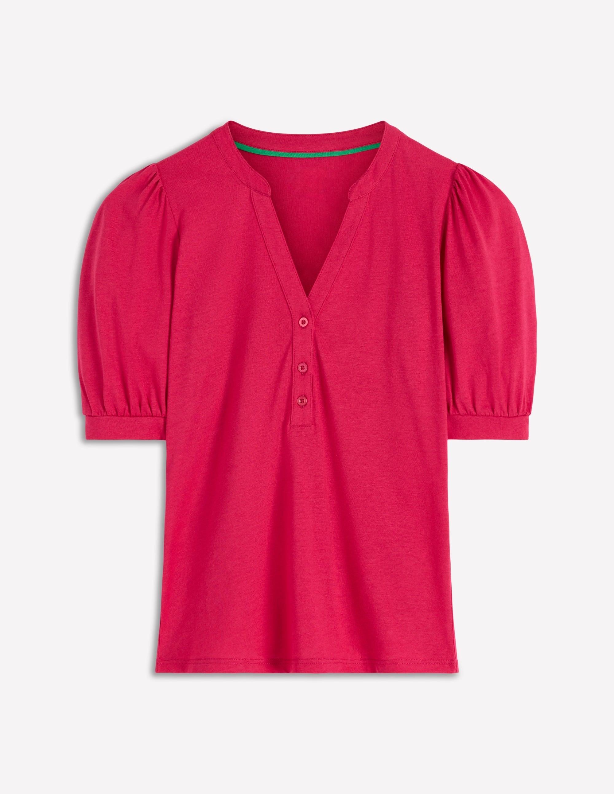 Supersoft Short Sleeve Henley-Pomegranate