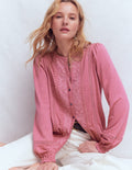 Embroidered Jersey Shirt-Pink Heather