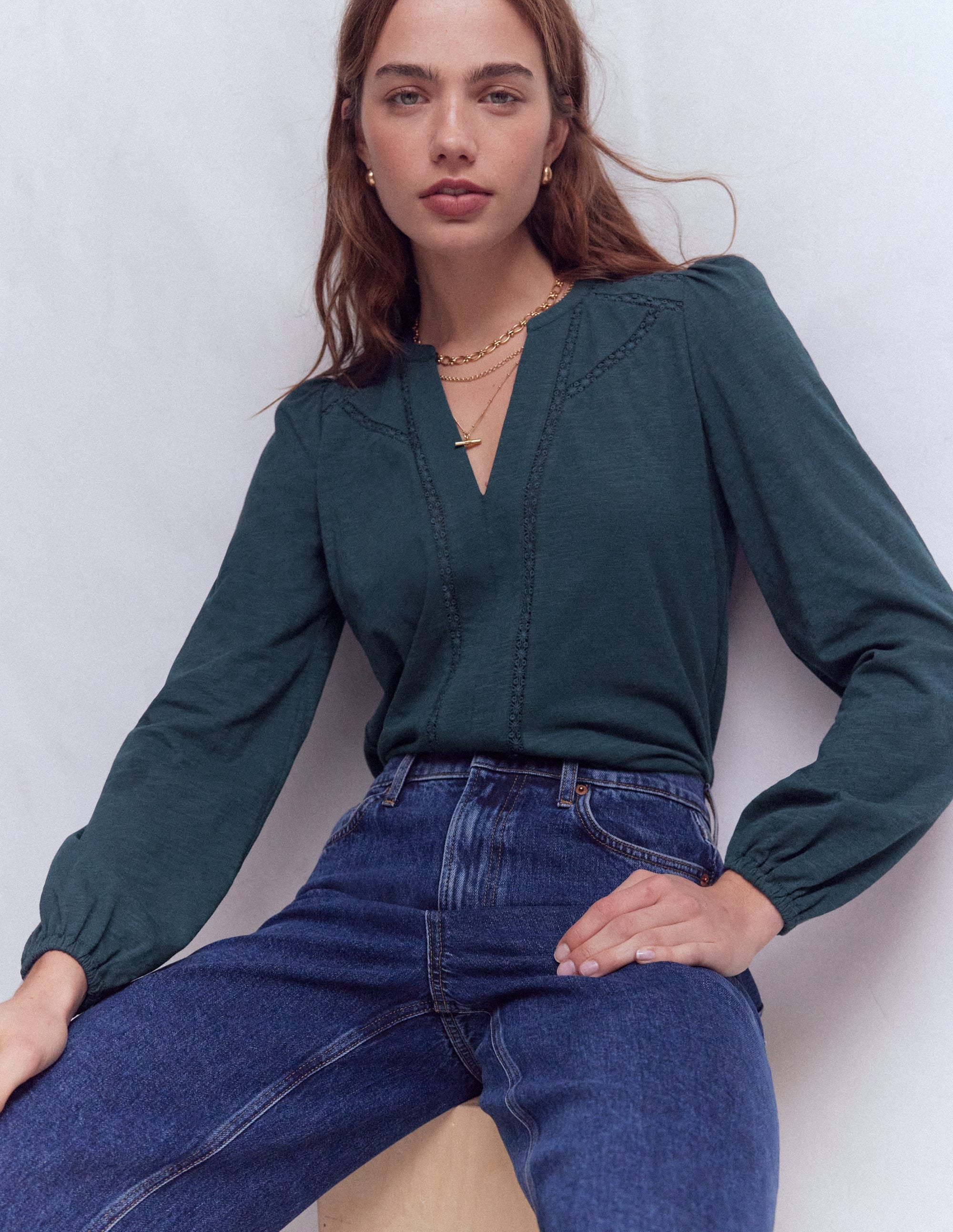 Poppy Long Sleeve Top-Moonlight Ocean