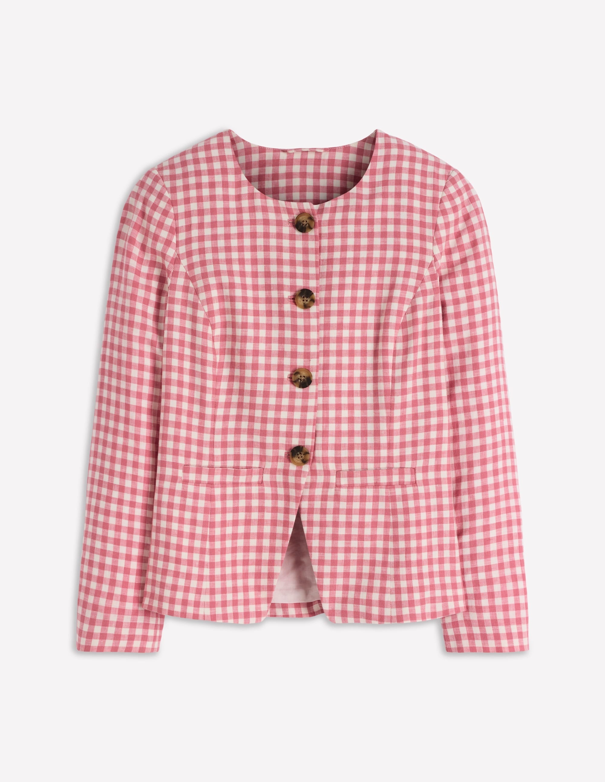 Hampstead Linen Blazer-Vintage Rose Gingham