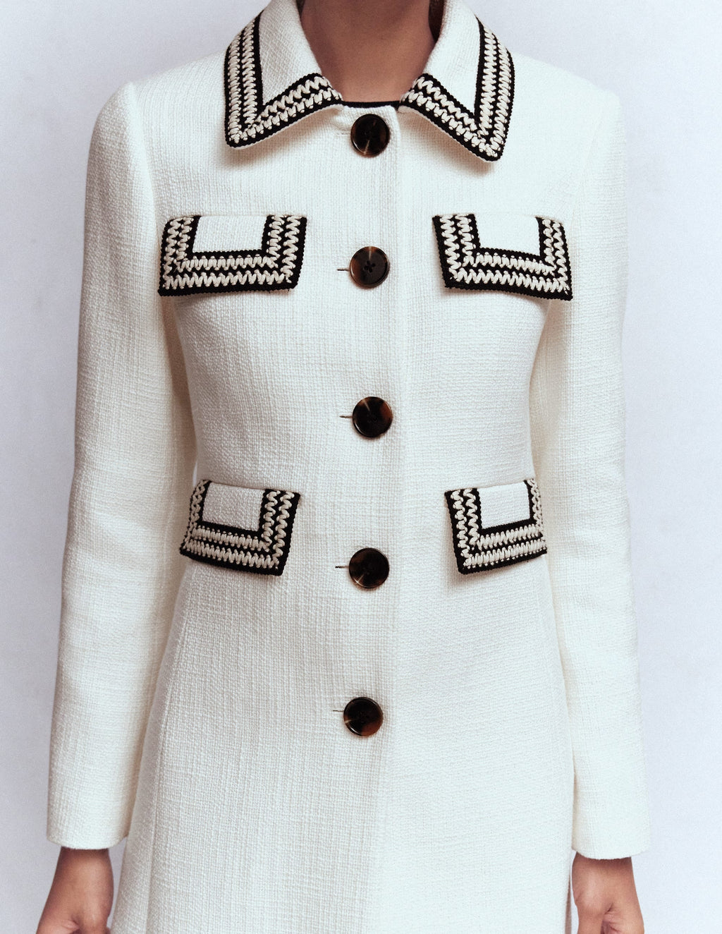 Pocket Detail Coat-Ivory