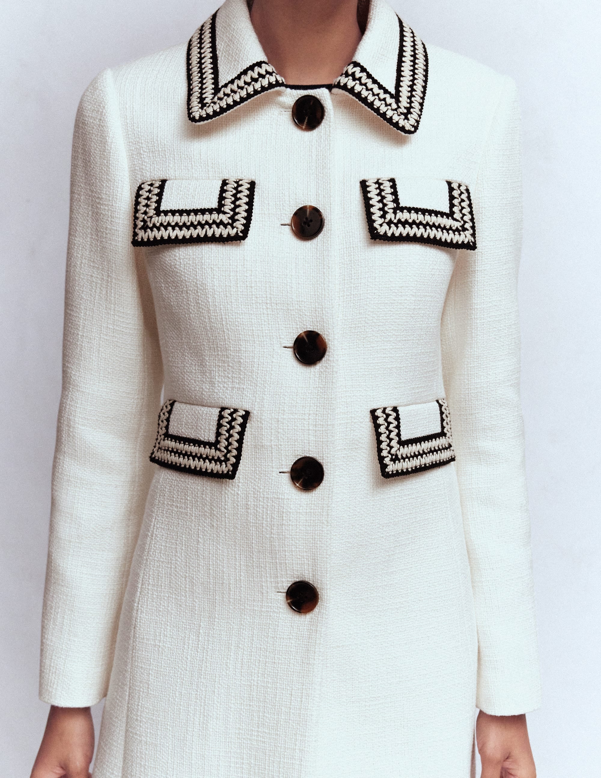 Pocket Detail Coat-Ivory