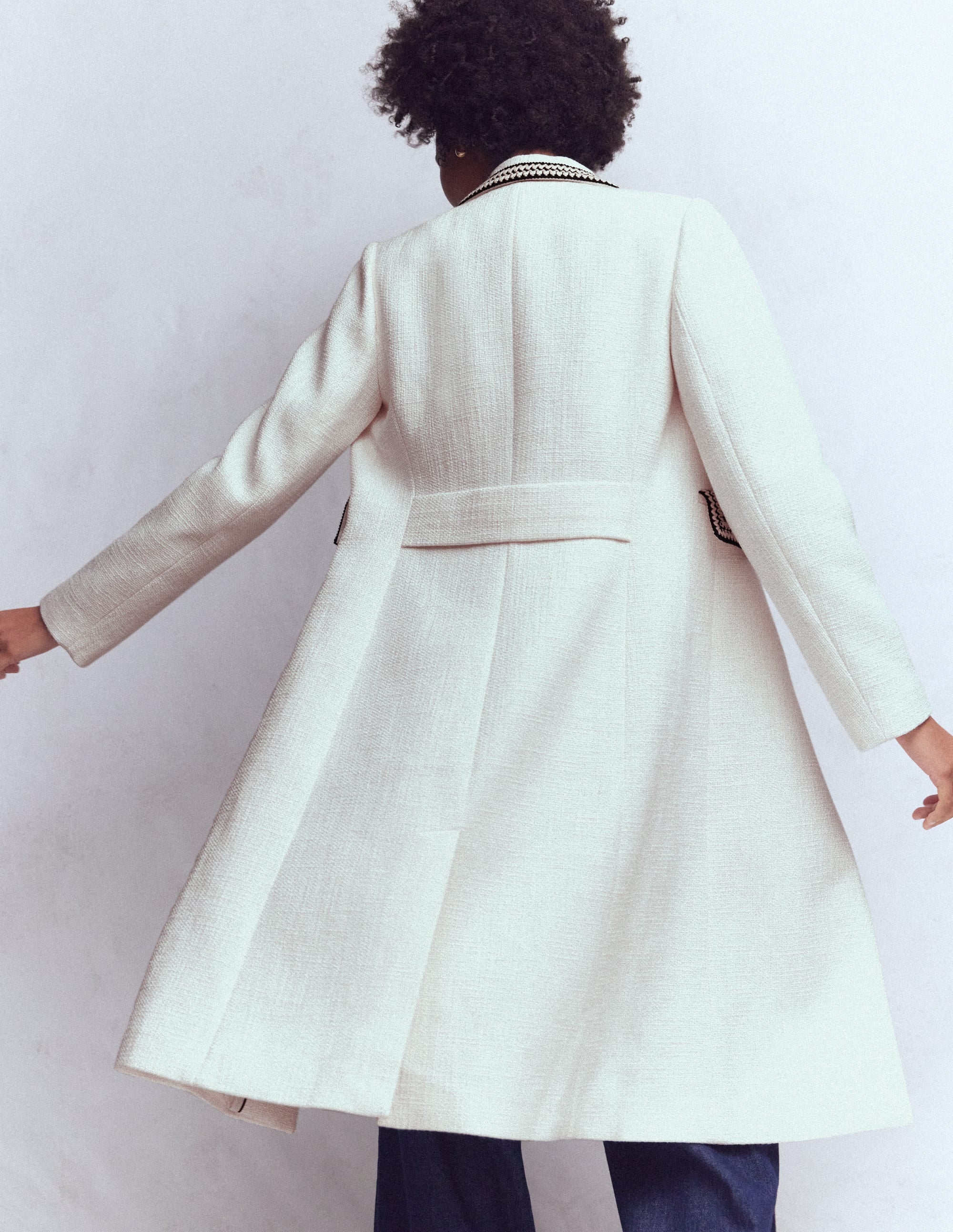 Pocket Detail Coat-Ivory