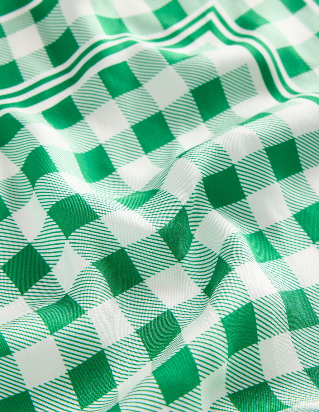 Elisabeth Silk Square Scarf-Green Gingham