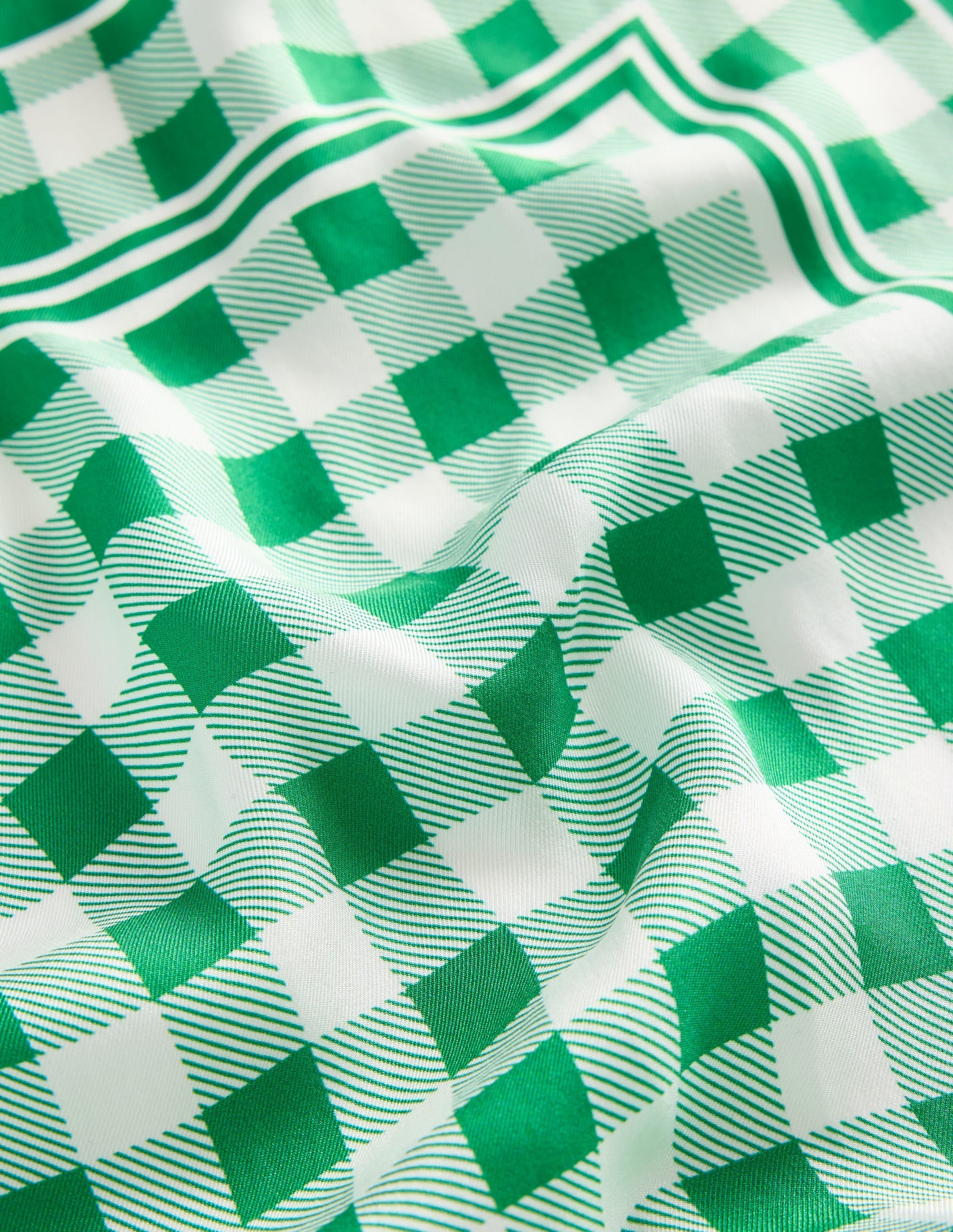 Elisabeth Silk Square Scarf-Green Gingham