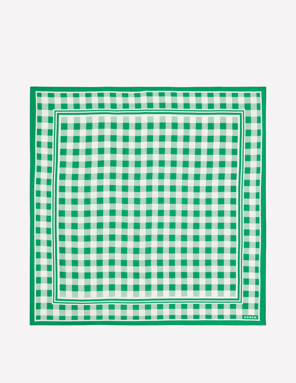 Elisabeth Silk Square Scarf-Green Gingham