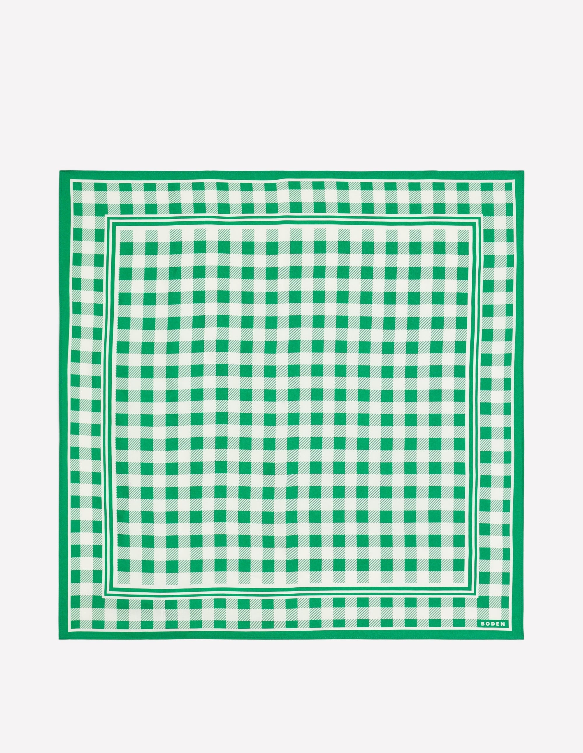 Elisabeth Silk Square Scarf-Green Gingham