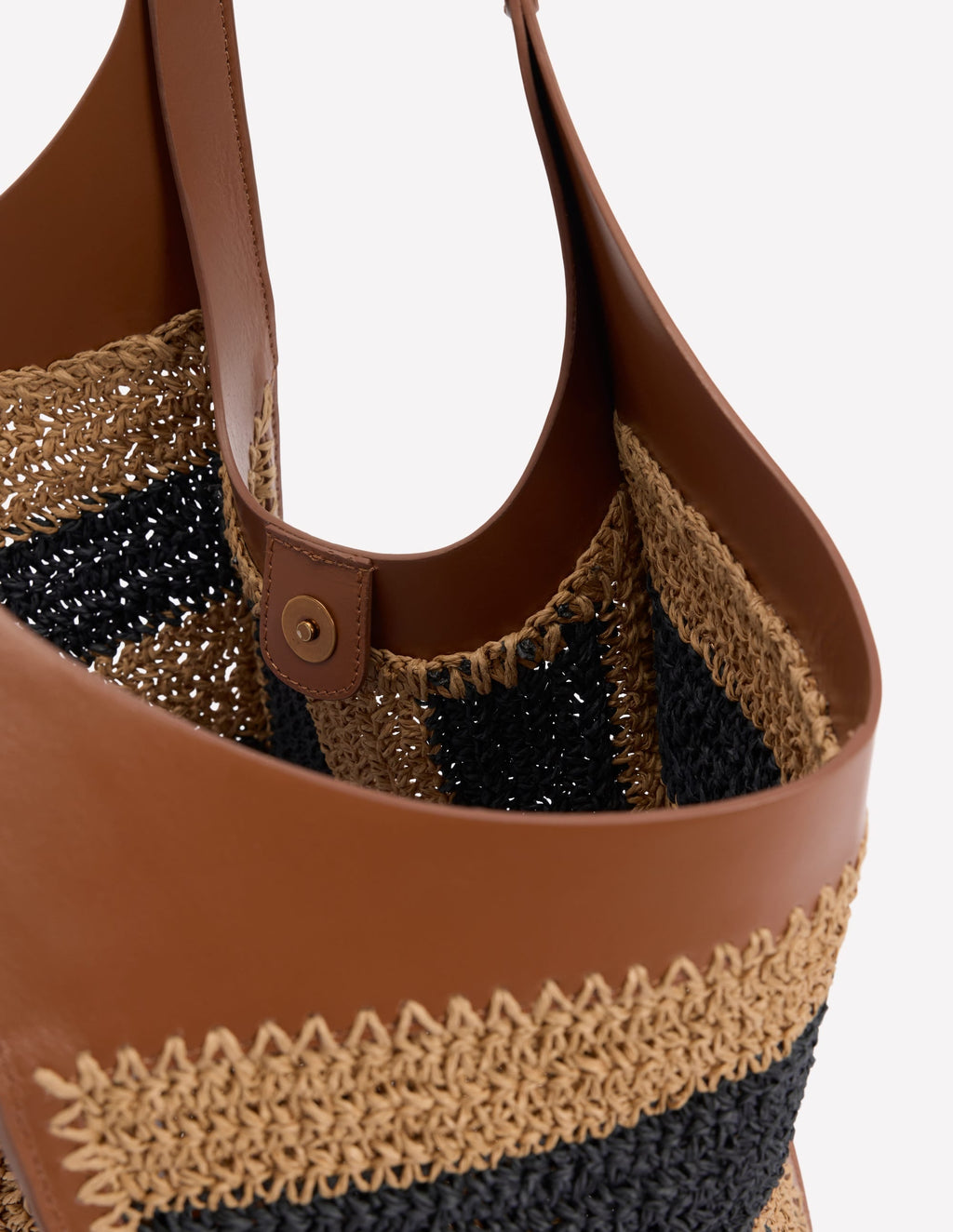 Straw Tote-Navy/Natural Stripe