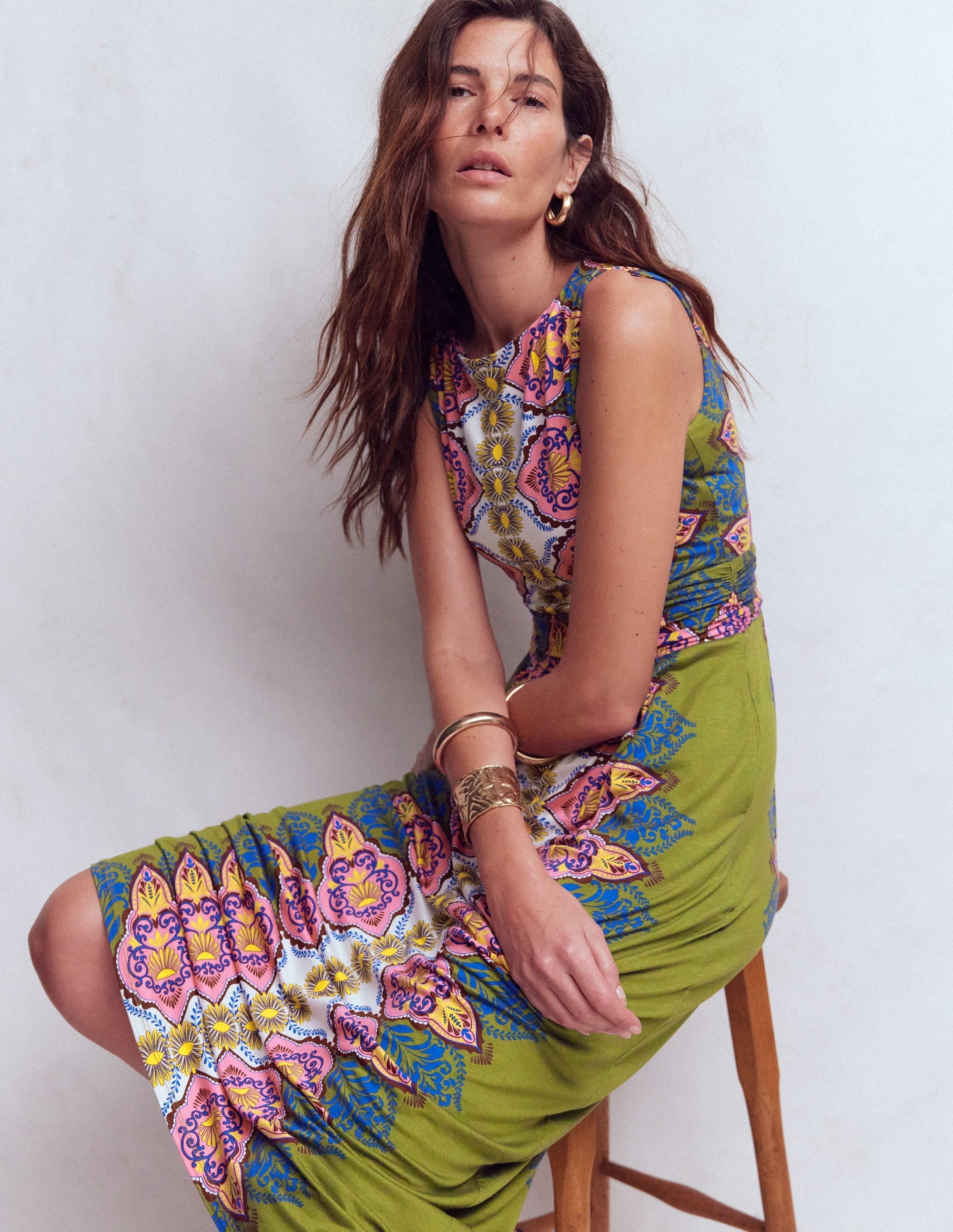 Antonia Jersey Maxi Dress-Multi, Ornamental Garden