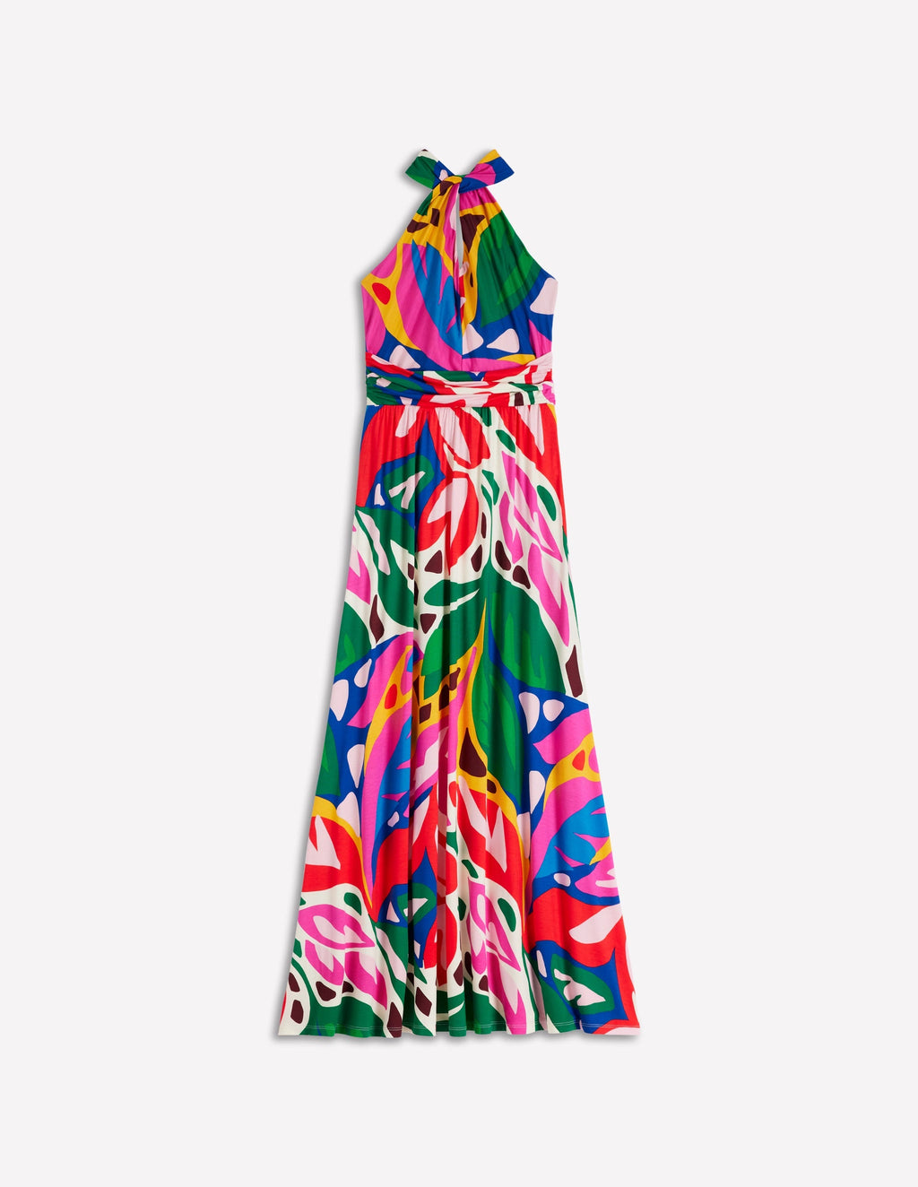 Sydney Twist Neck Jersey Dress-Multi, Leafy Cascade