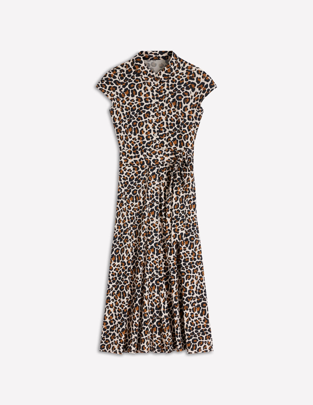Marcia Jersey Shirt Dress-Almond Milk, Cheetah Pop