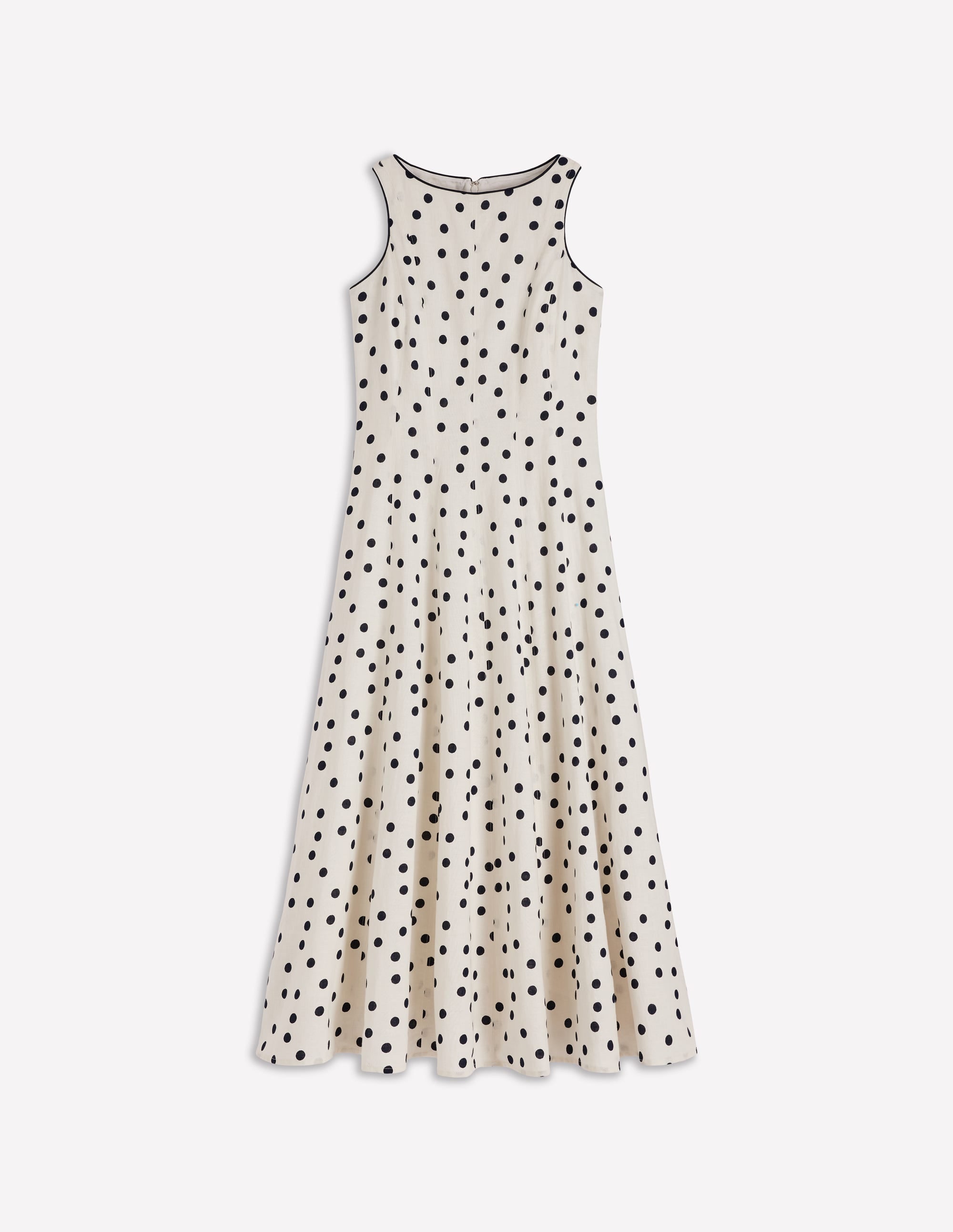 Annet Linen Blend Midi Dress-Ivory Painted Dot Spaced