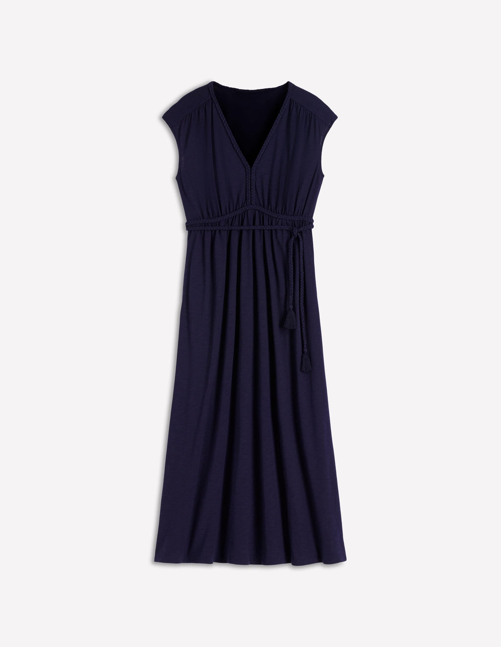 Heidi Ruched Rope Jersey Dress-Navy