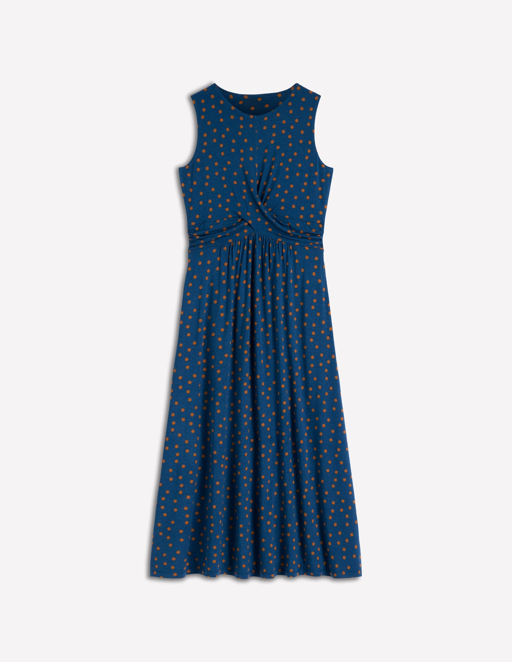 Zara Cross Waist Jersey Dress-Tourmaline Blue, Painted Dot
