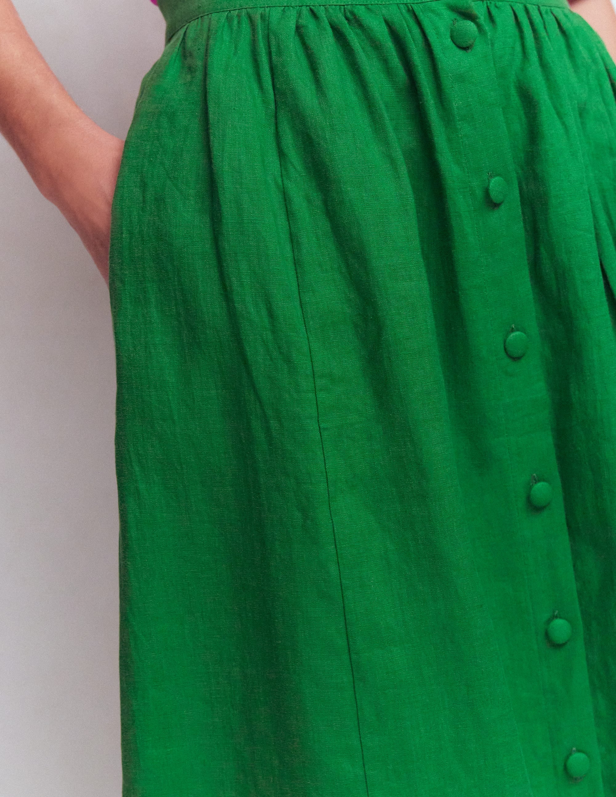 Emma Linen Maxi Skirt-Highland Green