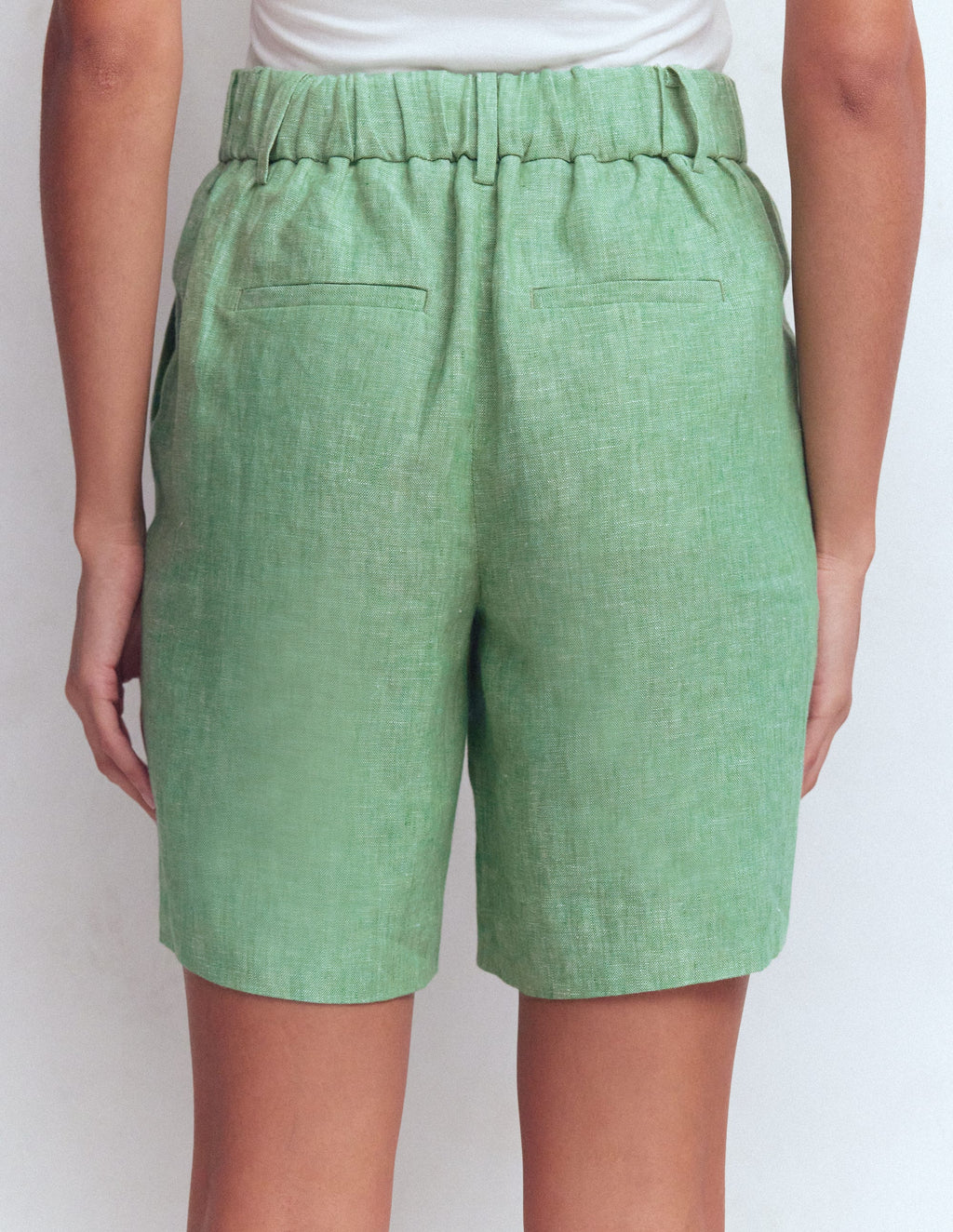Kensington Linen Shorts-Aloe Green Chambray