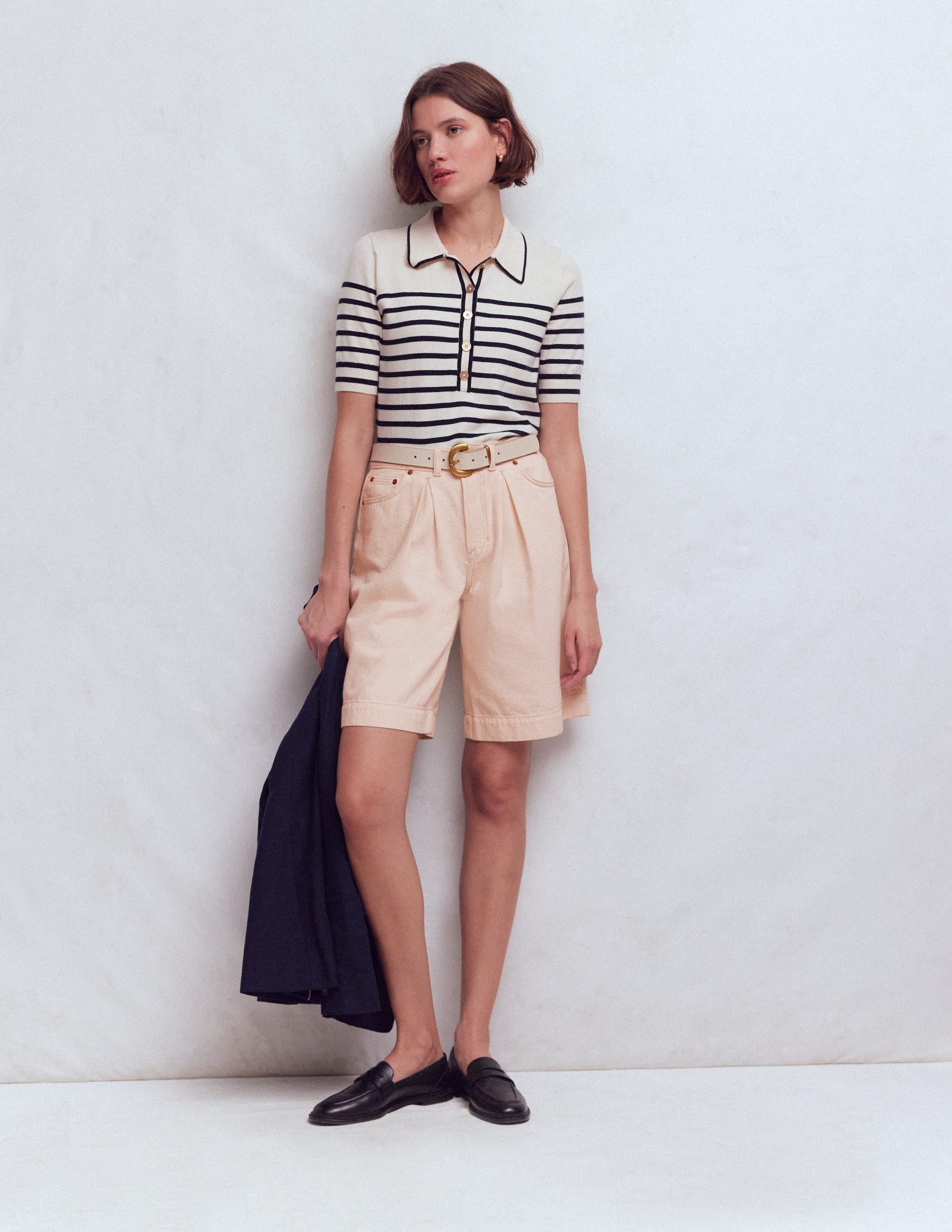 Denim Bermuda Short-Ecru