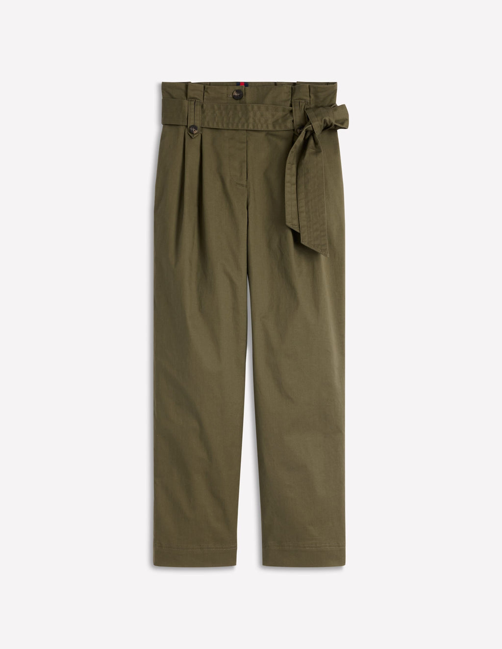 Paperbag Waist Trousers-Woodland Green
