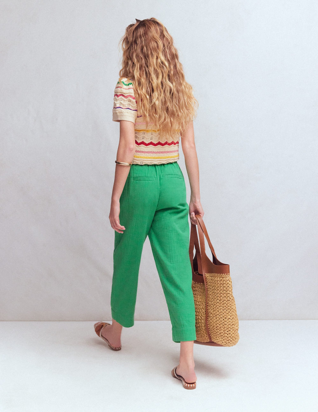 Double Cloth Crop Pants-Shamrock Green