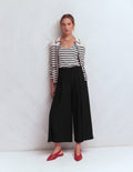 Single Pleat Ponte Culottes-Black