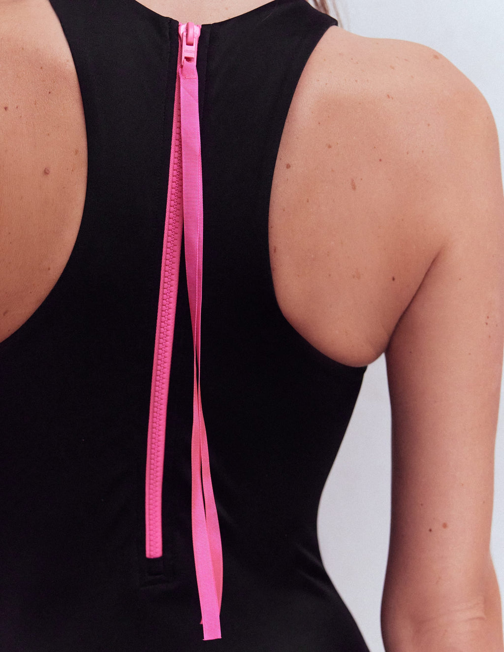 Sporty High Neck Swimsuit-Black