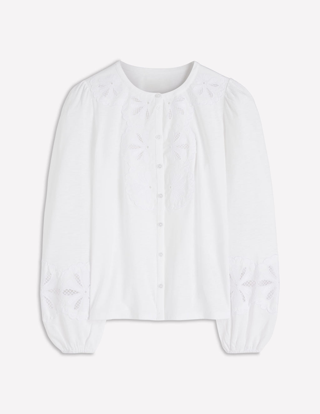 Scallop Cutwork Top-White