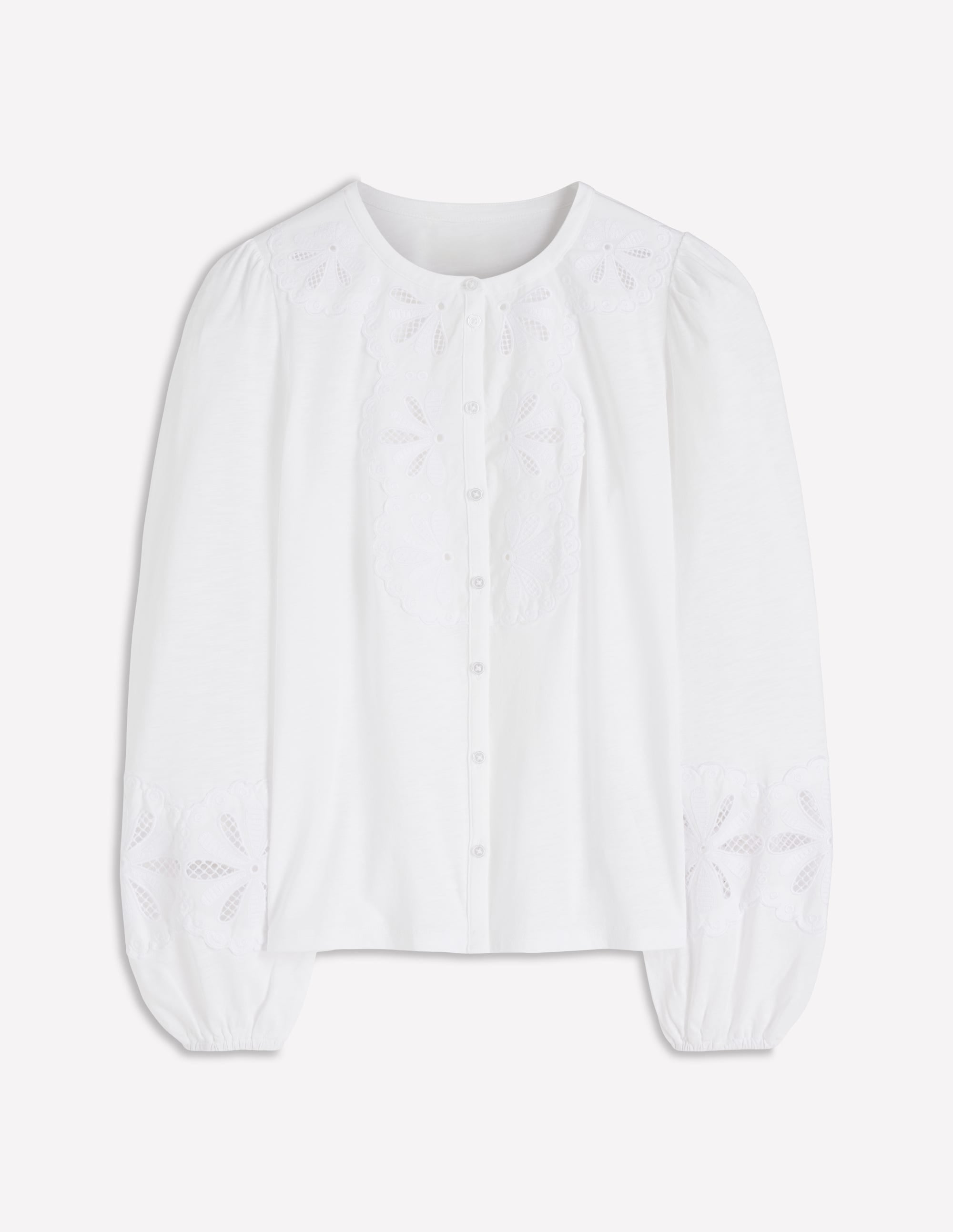 Scallop Cutwork Top-White