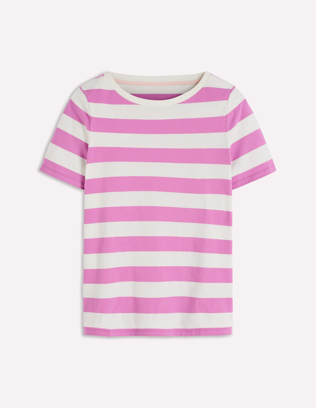 Olivia Short Sleeve Breton-Clover Purple and Ivory Stripe