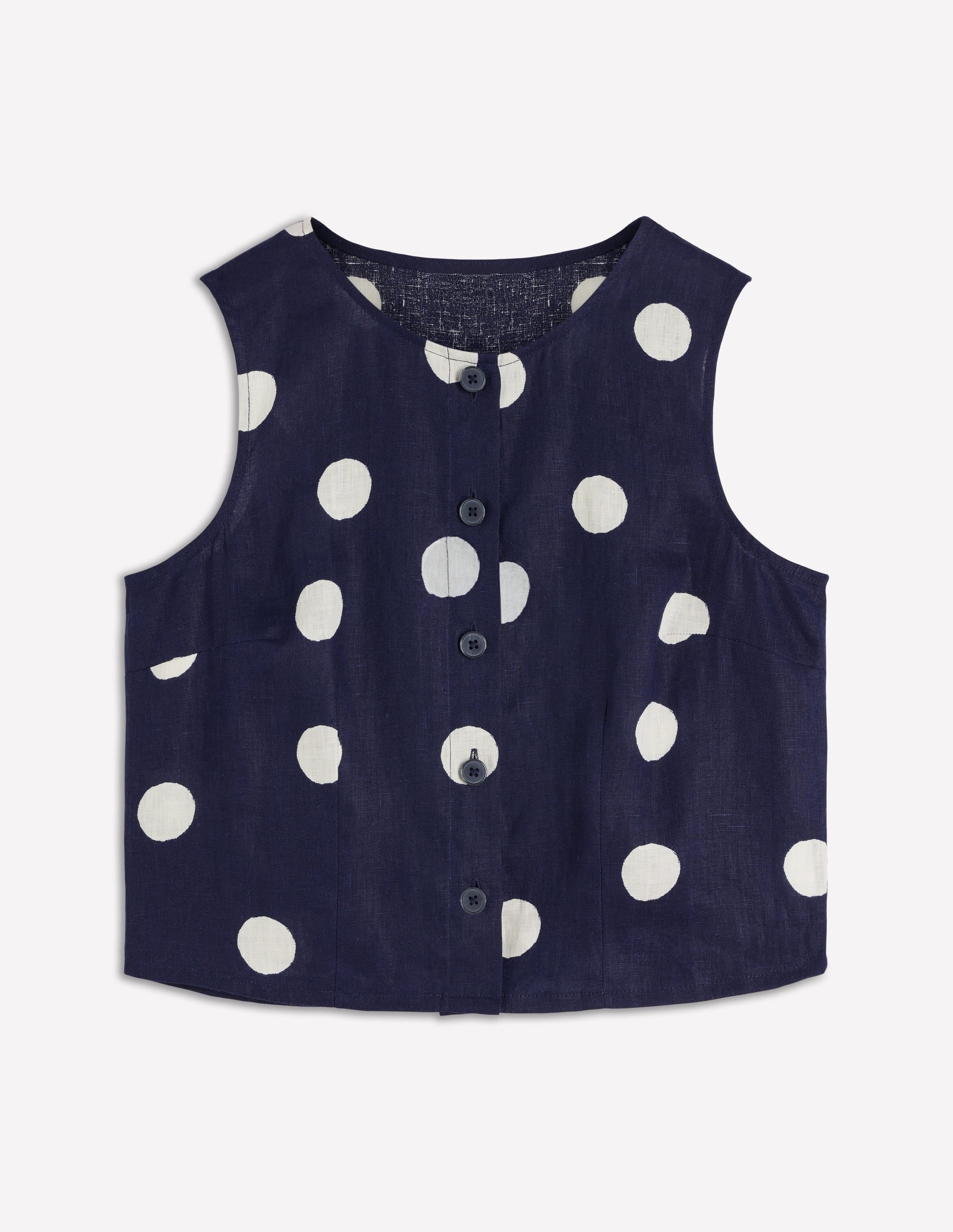 Andrea Linen Shell Top-French Navy, Painted Dot