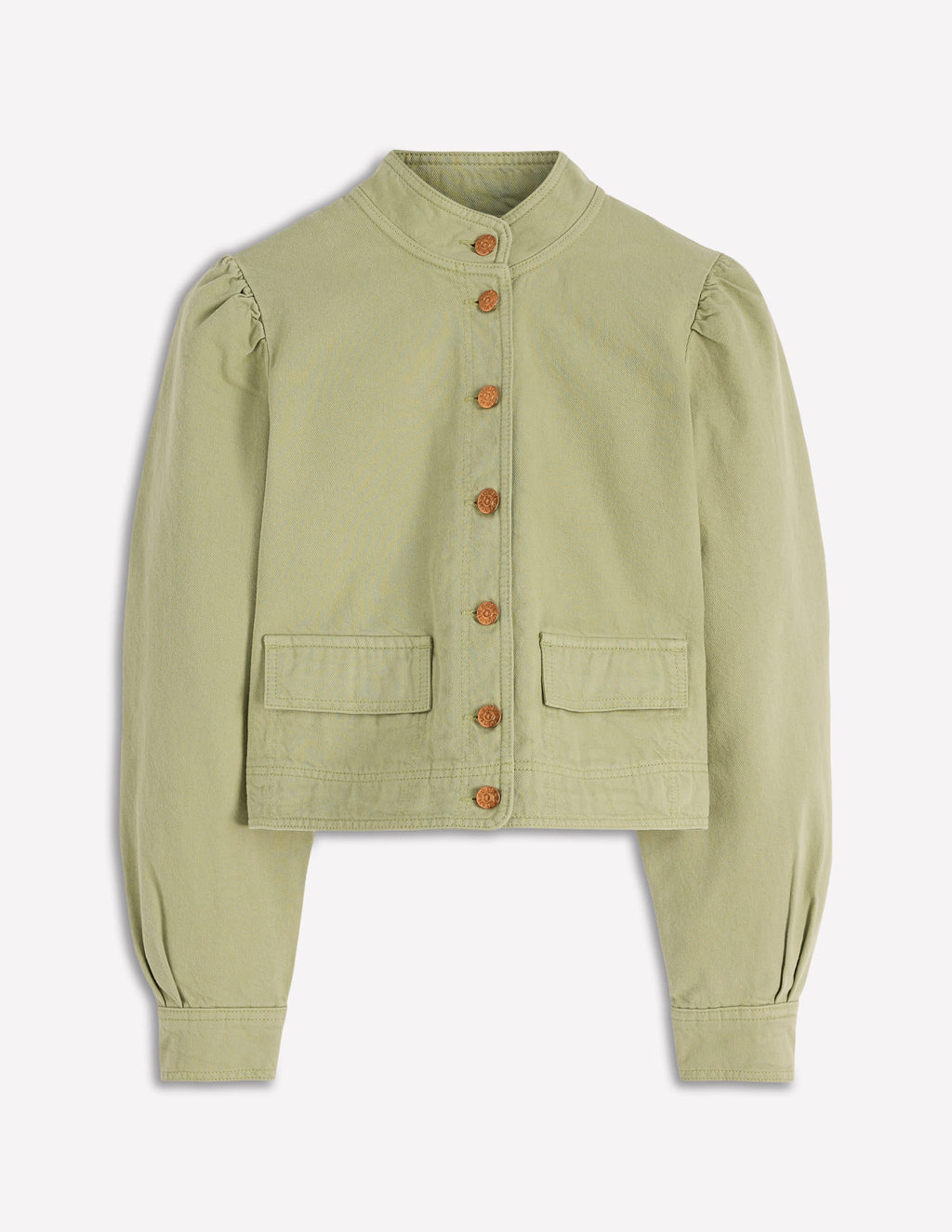 Topstitch Denim Jacket-Soft Green