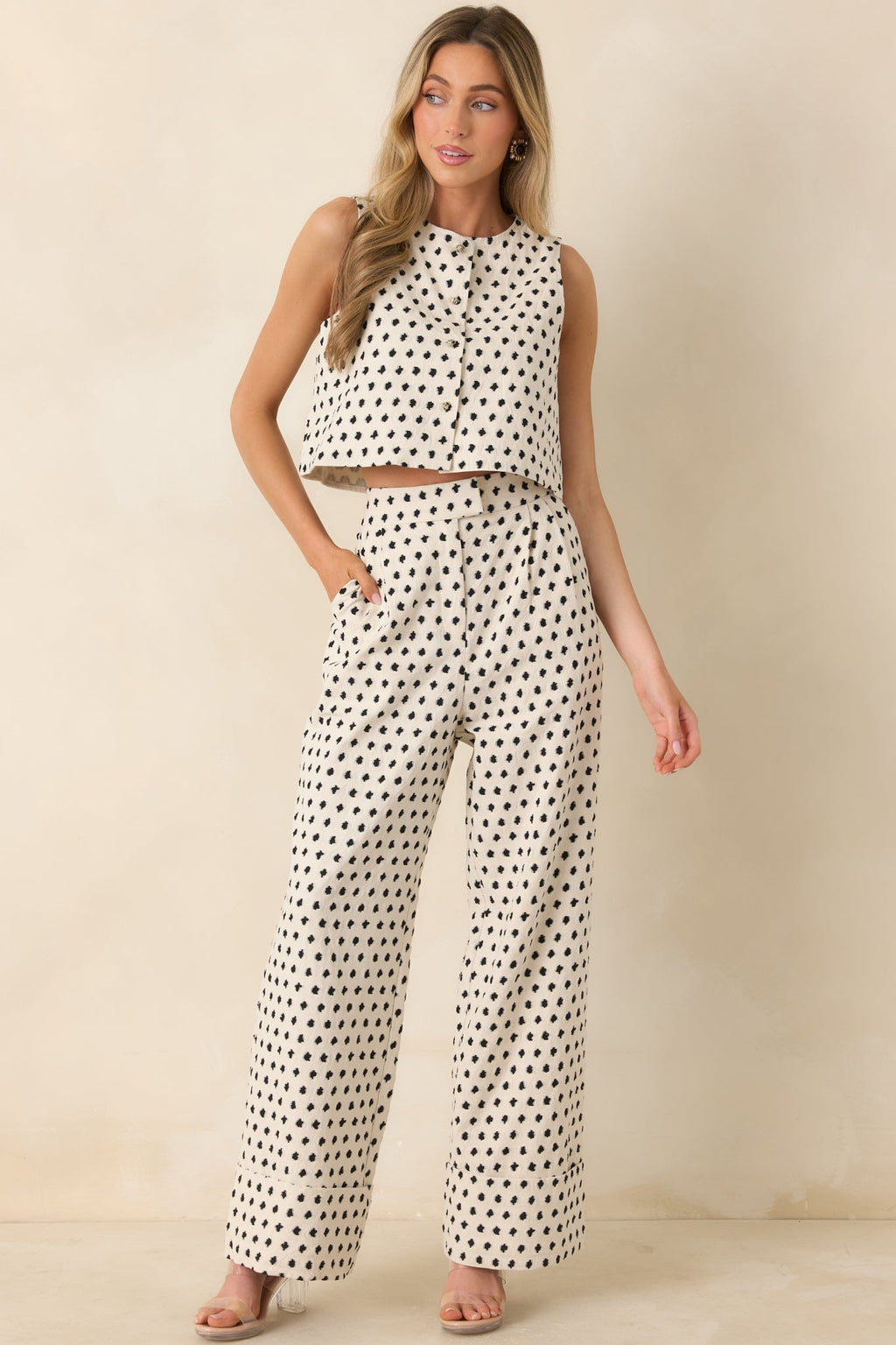 FRNCH Nautilus Ivory & Black Cotton Linen Vest