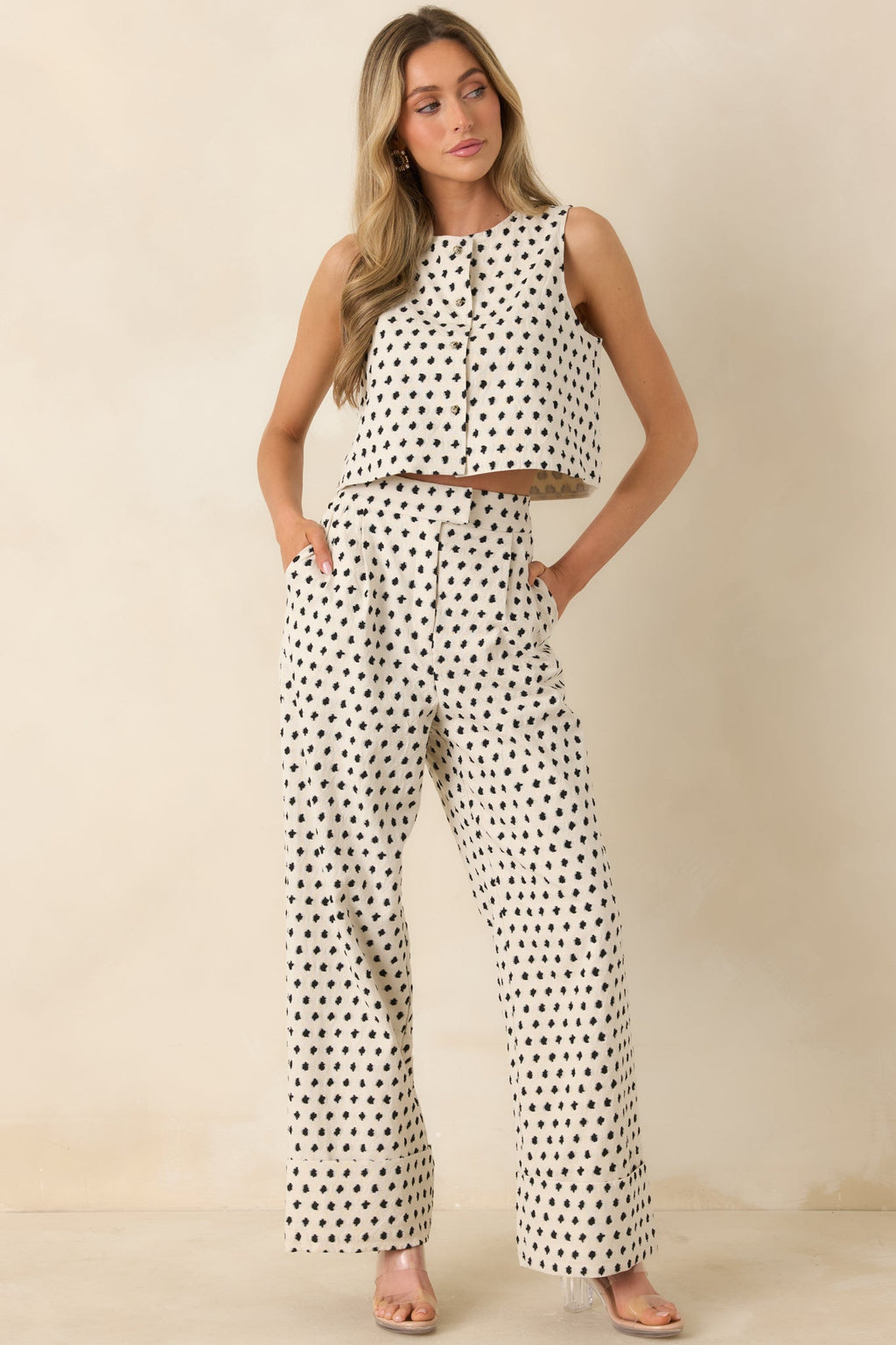 FRNCH Nautilus Ivory & Black Cotton Linen Vest