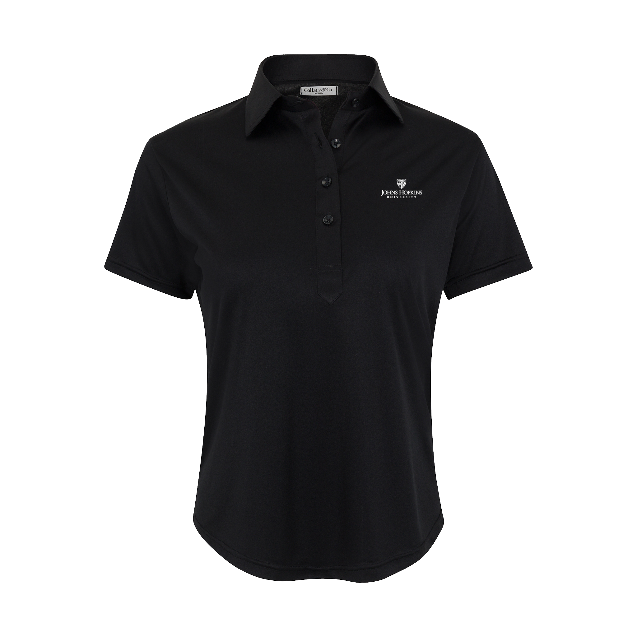 Johns Hopkins Women's Cap Sleeve Semi Spread Polo Black