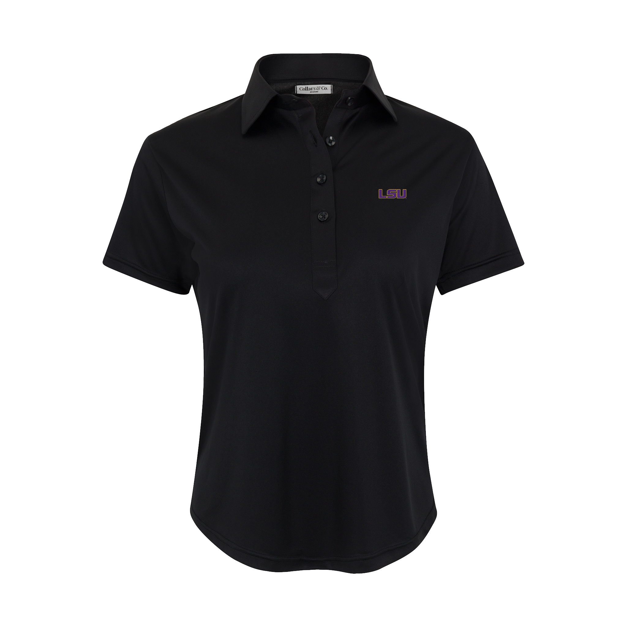 LSU Women's Cap Sleeve Semi Spread Polo Black
