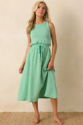 Paradisa Bonita Seaglass Green Cotton Sleeveless Midi Dress
