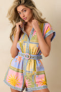 Paradisa Rio Multi Linen Blend Sun Print Romper