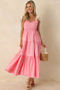 The Felicity Pink Coral Cotton Midi Dress