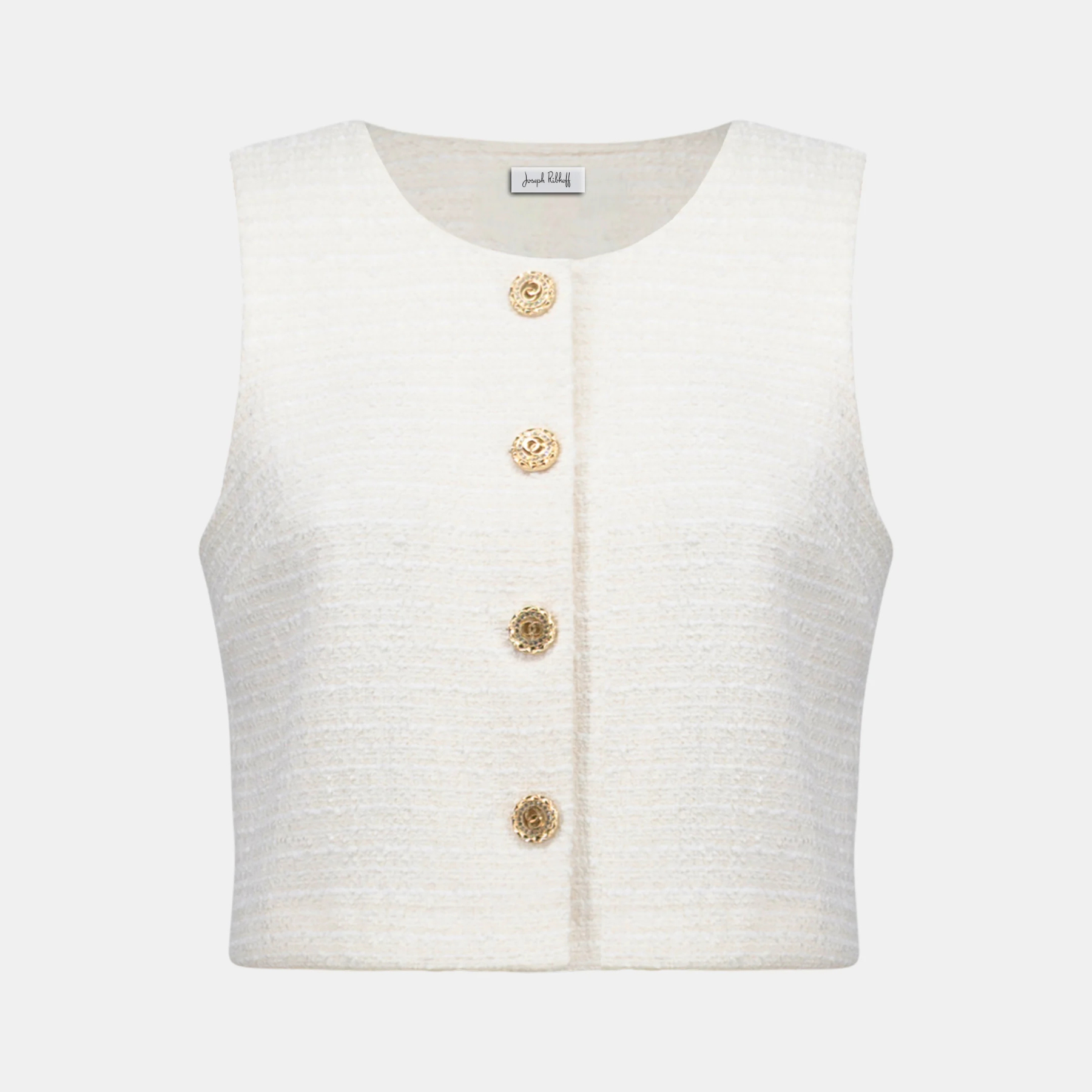 Joseph Ribkoff Bouclé Sleeveless Vest With Gold Buttons