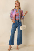 FRNCH Adria Light Blue Multi Stripe Cardigan