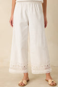 Z Supply Scout White Cotton Linen Embroidered Pants
