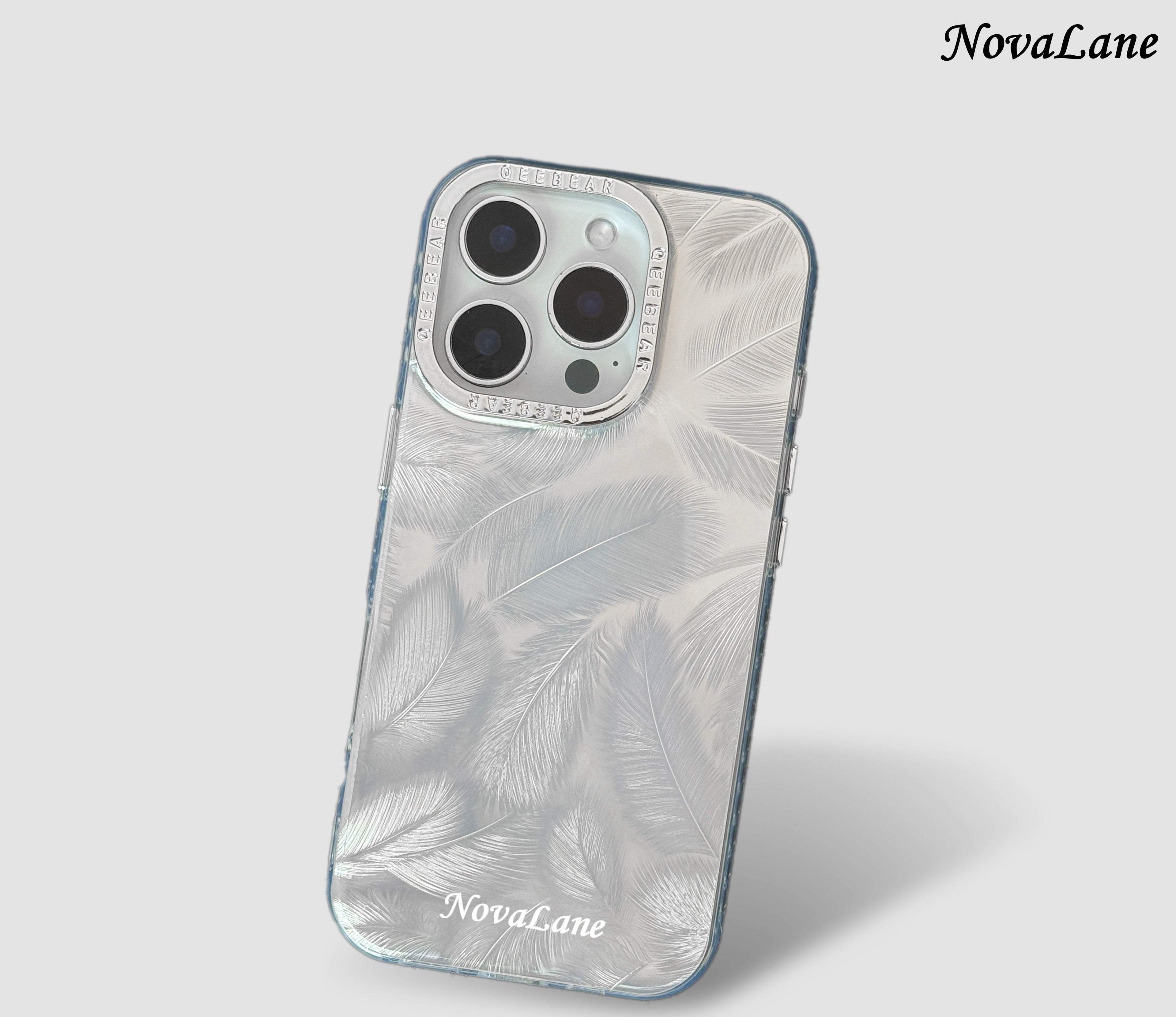 Japanese Inspired Silver Feather Shining Phone Case