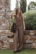 Juna Knitted Pant Set - Brown/Cream Stripe